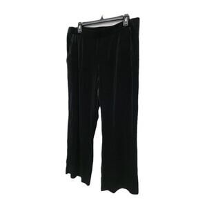 J Jill Wearever Womens 1X Black Velvet Wide Leg Casual Lounge Flowy Holiday Vamp